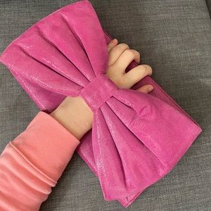 Betsey Johnson HUGE pink bow leather clutch wristlet